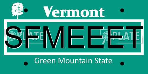 SFMEEET Vermont License Plate