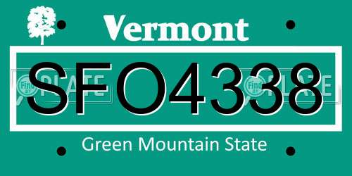 SFO4338 Vermont License Plate