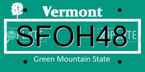 SFOH48 Vermont License Plate