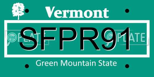SFPR91 Vermont License Plate