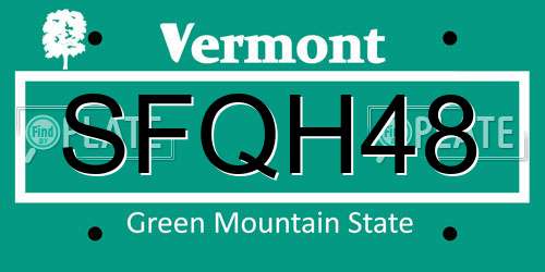 SFQH48 Vermont License Plate
