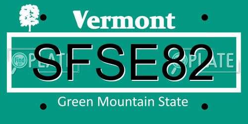 SFSE82 Vermont License Plate