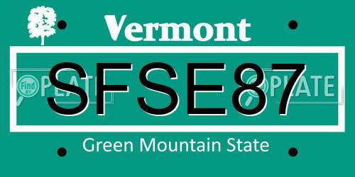 SFSE87 Vermont License Plate
