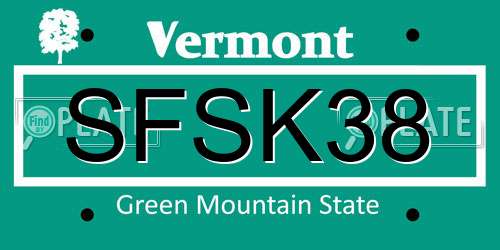 SFSK38 Vermont License Plate