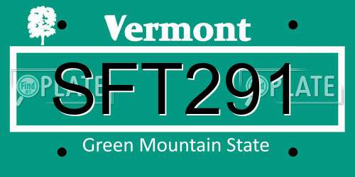 SFT291 Vermont License Plate