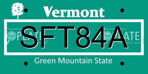 SFT84A Vermont License Plate