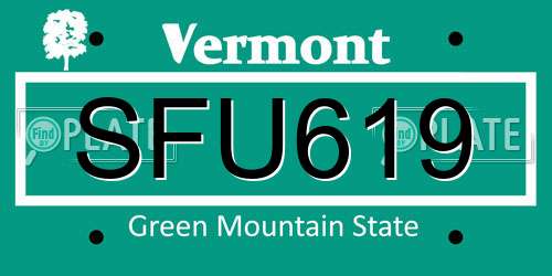 SFU619 Vermont License Plate