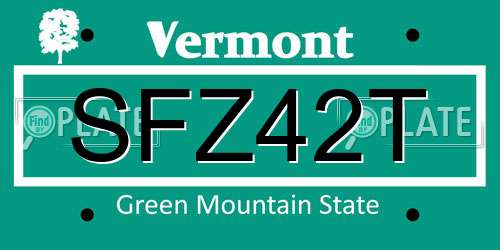 SFZ42T Vermont License Plate