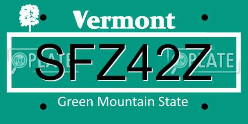 SFZ42Z Vermont License Plate