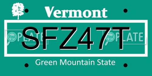 SFZ47T Vermont License Plate