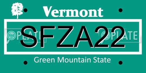 SFZA22 Vermont License Plate