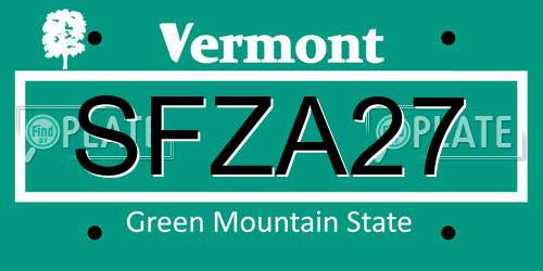 SFZA27 Vermont License Plate