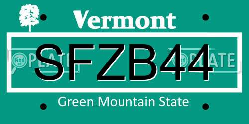 SFZB44 Vermont License Plate