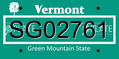 SG02761 Vermont License Plate
