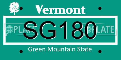 SG180 Vermont License Plate