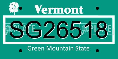 SG26518 Vermont License Plate
