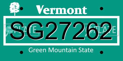SG27262 Vermont License Plate