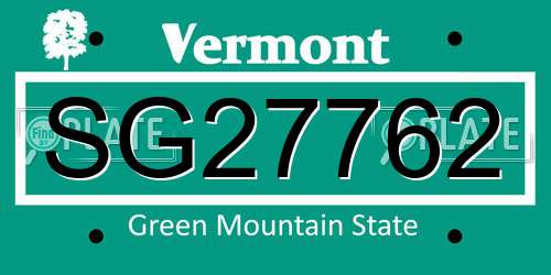 SG27762 Vermont License Plate