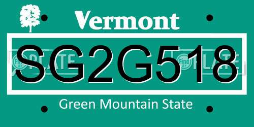 SG2G518 Vermont License Plate