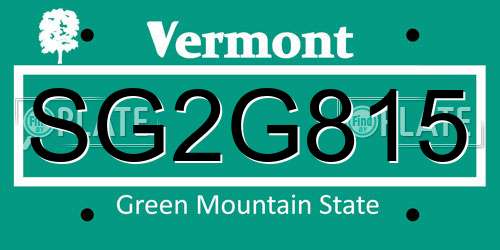 SG2G815 Vermont License Plate