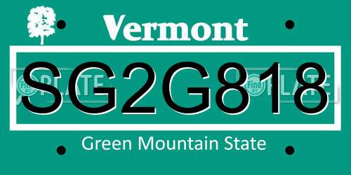 SG2G818 Vermont License Plate