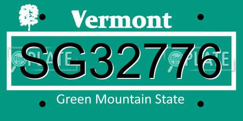 SG32776 Vermont License Plate