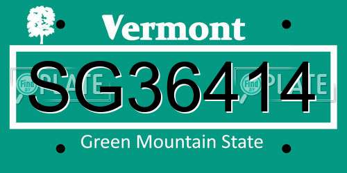 SG36414 Vermont License Plate