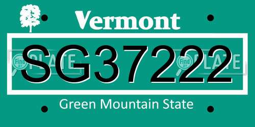 SG37222 Vermont License Plate
