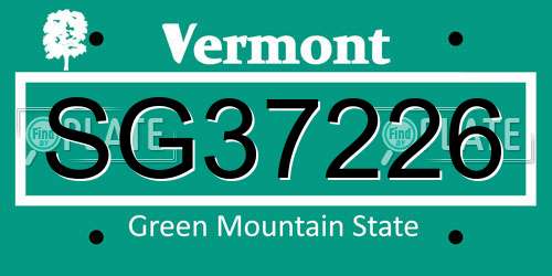 SG37226 Vermont License Plate