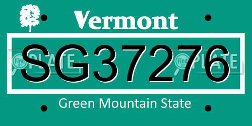 SG37276 Vermont License Plate