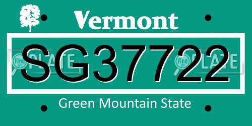 SG37722 Vermont License Plate