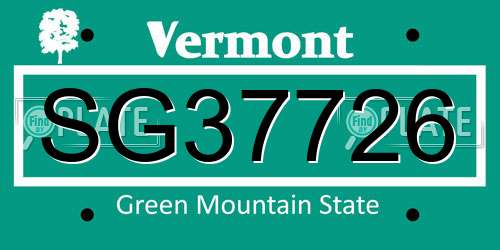 SG37726 Vermont License Plate
