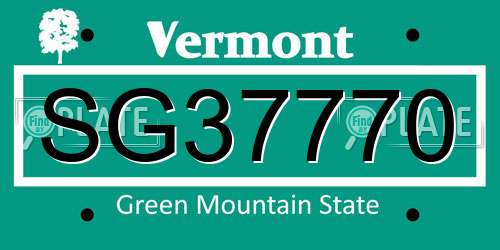 SG37770 Vermont License Plate
