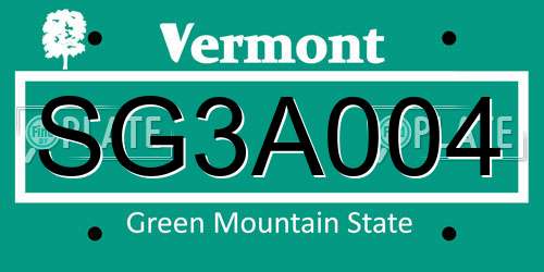 SG3A004 Vermont License Plate