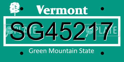 SG45217 Vermont License Plate