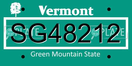 SG48212 Vermont License Plate