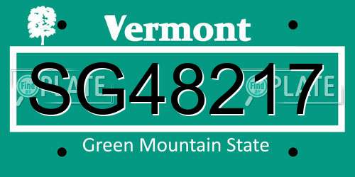 SG48217 Vermont License Plate