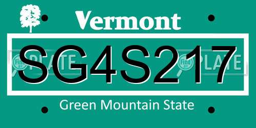 SG4S217 Vermont License Plate