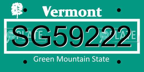 SG59222 Vermont License Plate