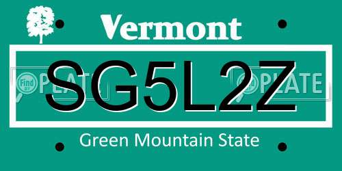 SG5L2Z Vermont License Plate