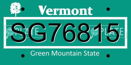 SG76815 Vermont License Plate