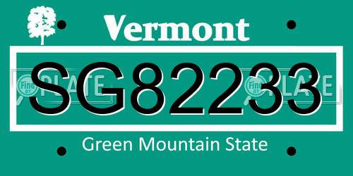SG82233 Vermont License Plate