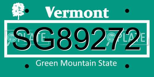 SG89272 Vermont License Plate