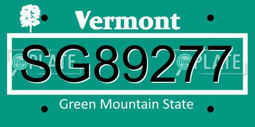 SG89277 Vermont License Plate