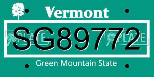 SG89772 Vermont License Plate