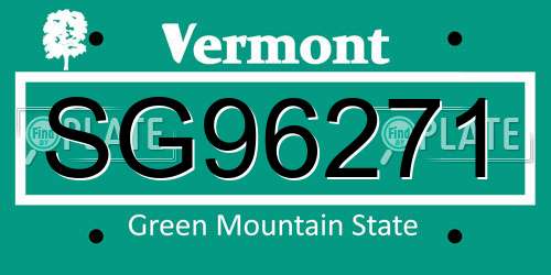 SG96271 Vermont License Plate