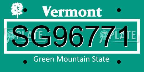 SG96771 Vermont License Plate
