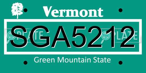 SGA5212 Vermont License Plate