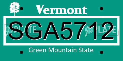 SGA5712 Vermont License Plate