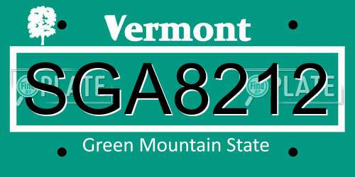 SGA8212 Vermont License Plate